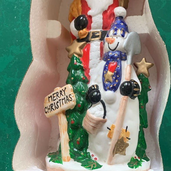 Vintage NEW in Box Kmart Trim A Home Dolomite Figurine Christmas Santa & Snowman - Picture 3 of 5